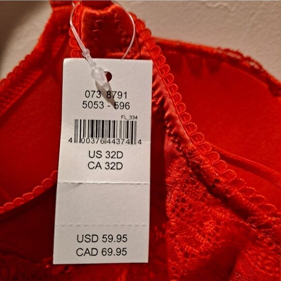 Aerie Real Power Lace Strappy Balconette Bra in Red NWT size 32D - Picture 5 of 7